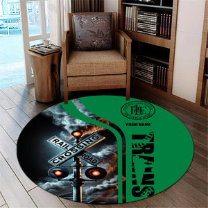 Railspirit Personalized Pittsburgh And Lake Erie Railroad Round Mat Railroad Crossing Sign Mat All Over Print