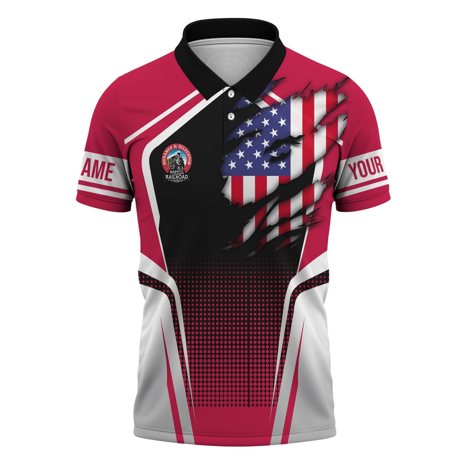 Railspirit Personalized Durango And Silverton Narrow Gauge Railroad Polo Shirt American Eagle Vintage Train Shirt