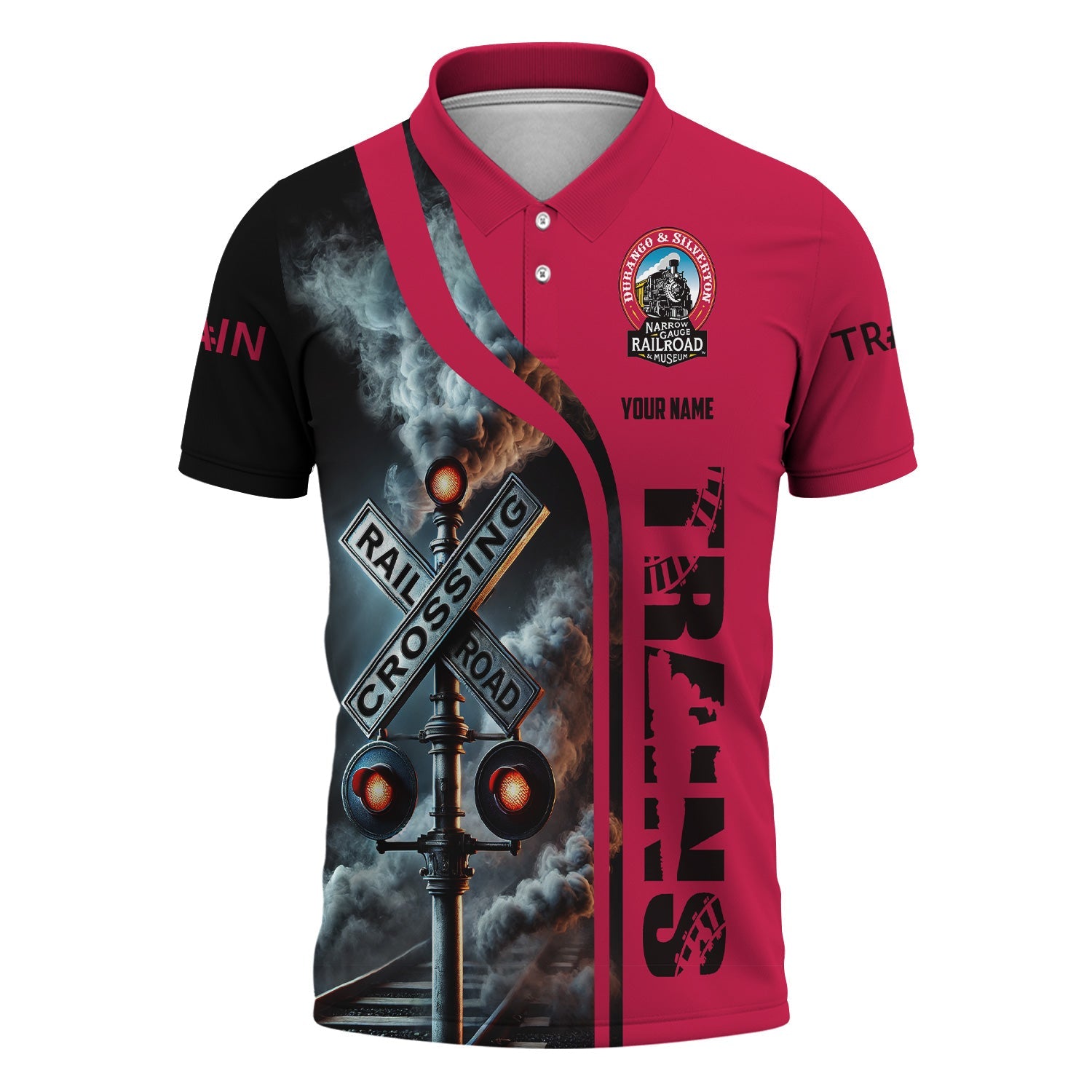 Railspirit Personalized Durango And Silverton Narrow Gauge Railroad Polo Shirt Crossing Railroad Sign American Locomotive Train Shirt All Over Print