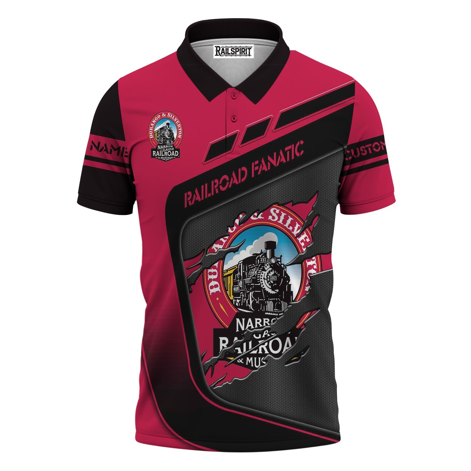 Railspirit Personalized Durango And Silverton Narrow Gauge Railroad Polo Shirt Ripped Texture Style Train Shirt For Railroad Fanatic