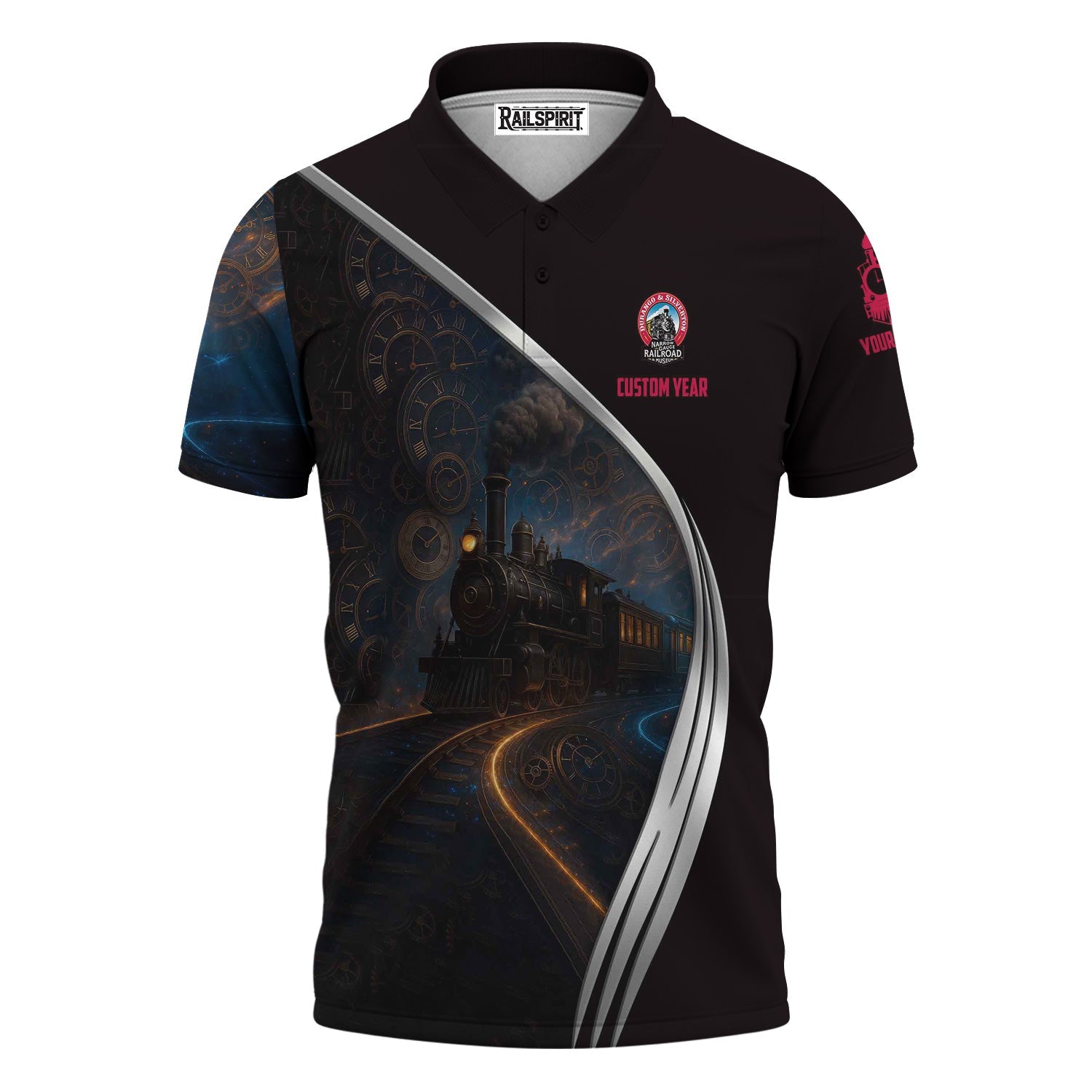 Railspirit Personalized Durango And Silverton Narrow Gauge Railroad Polo Shirt Steampunk Locomotive with Custom Year Train Shirt