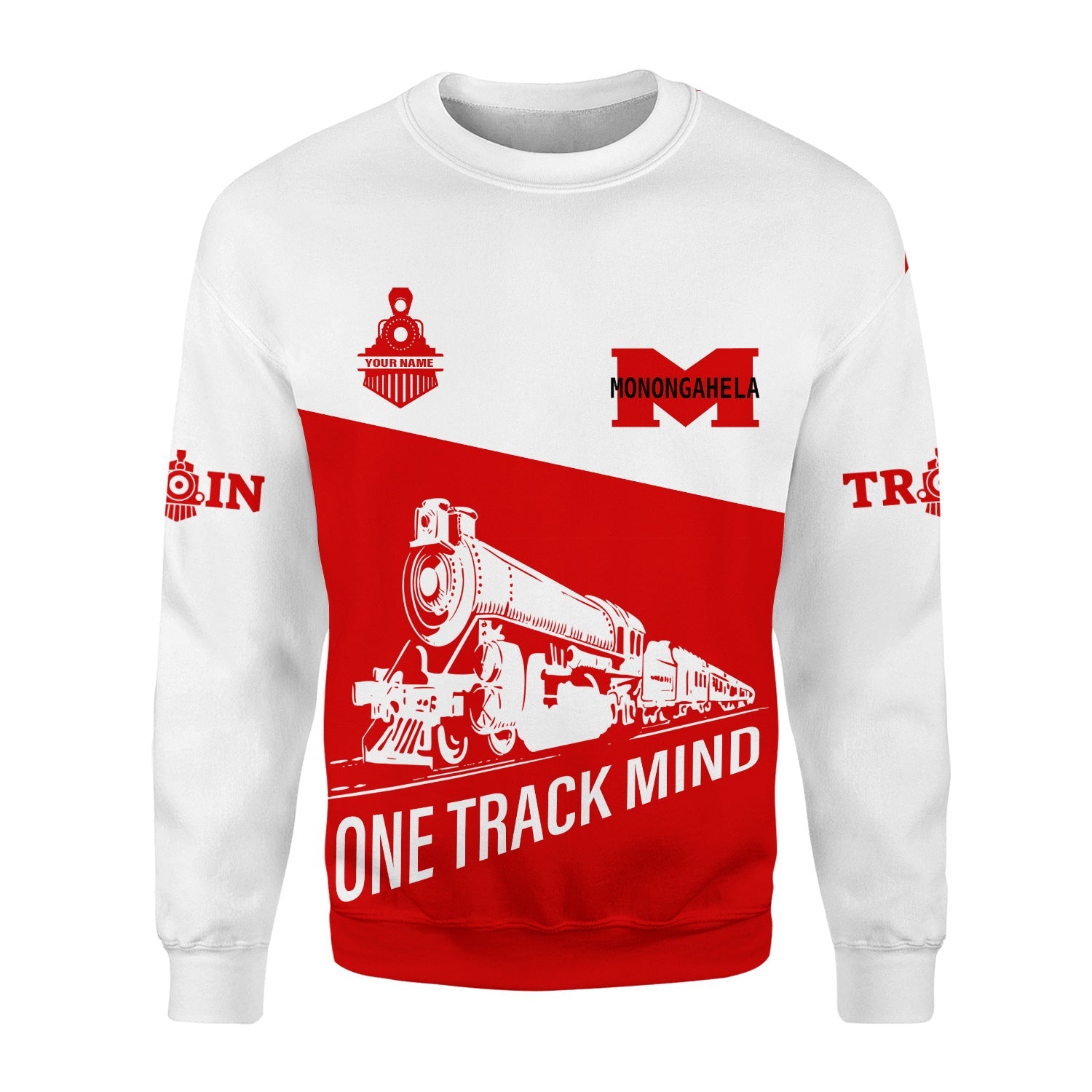 Railspirit Personalized Monongahela Railroad Sweatshirt One Track Mind Train Sweater Gift Idea For Train Lover