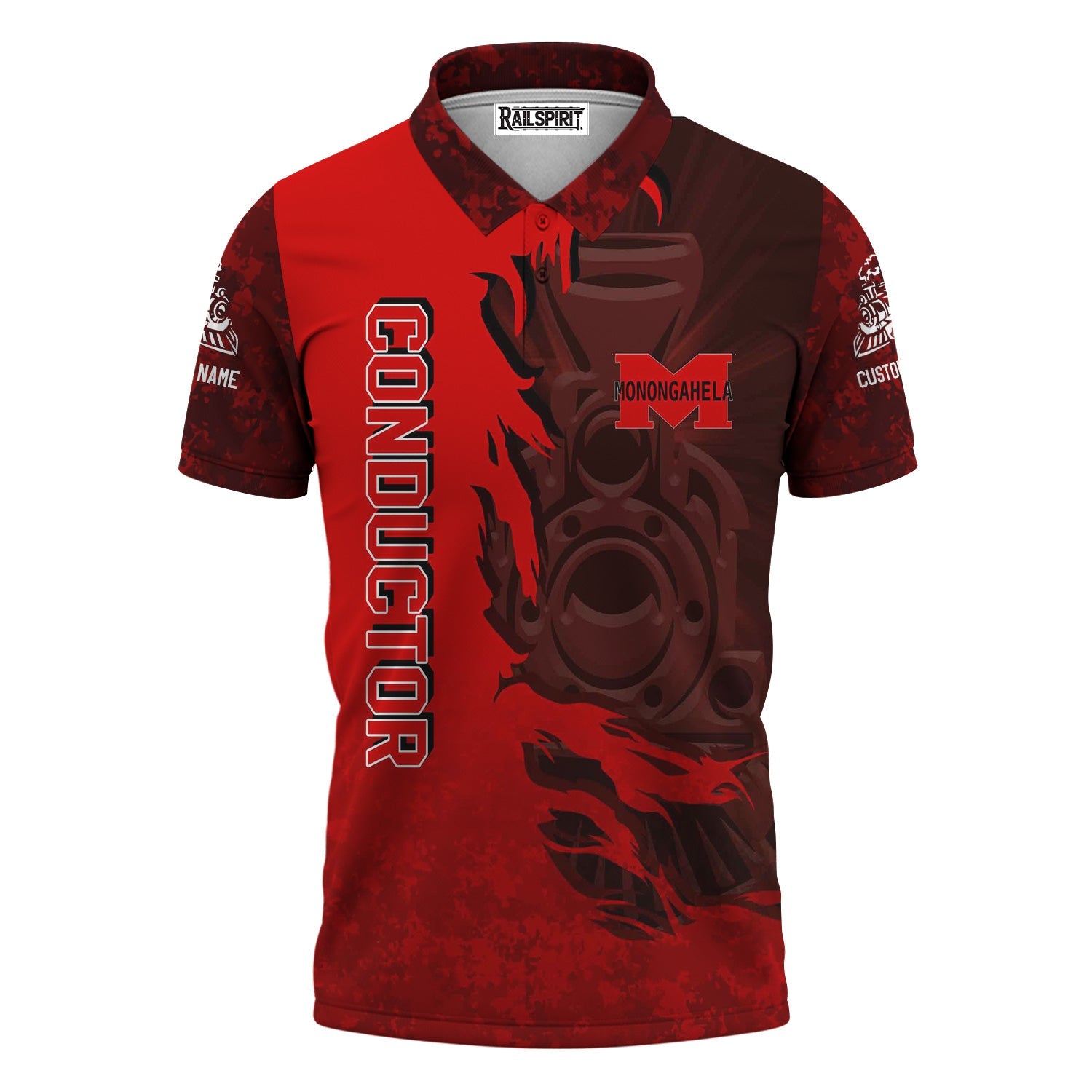 Railspirit Personalized Monongahela Railroad Polo Shirt Blazing Style with Custom Position Train Shirt