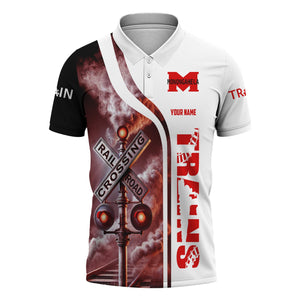 Railspirit Personalized Monongahela Railroad Polo Shirt Crossing Railroad Sign American Locomotive Train Shirt All Over Print