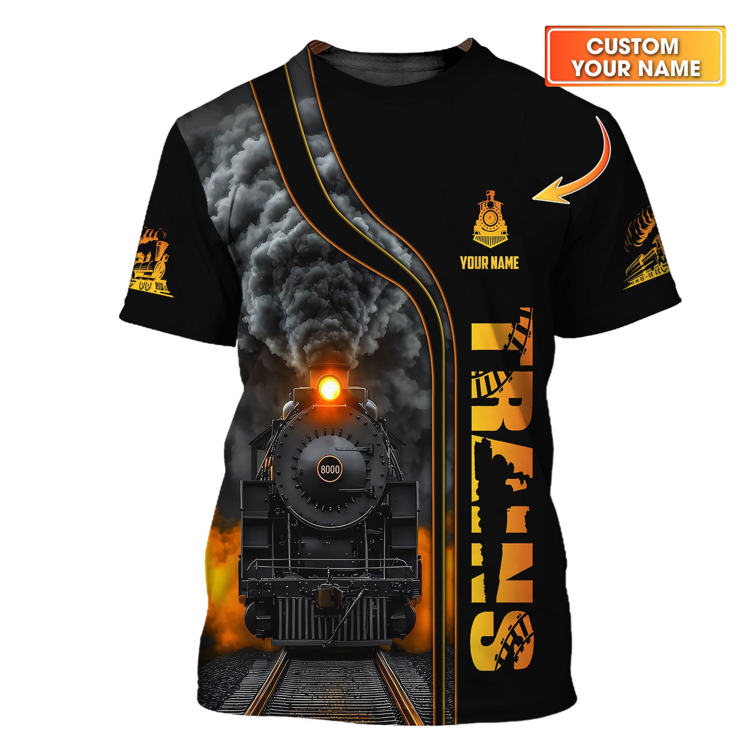 Railspirit Personalized Vintage Steam Train T-Shirt - Perfect Gift for Railfans