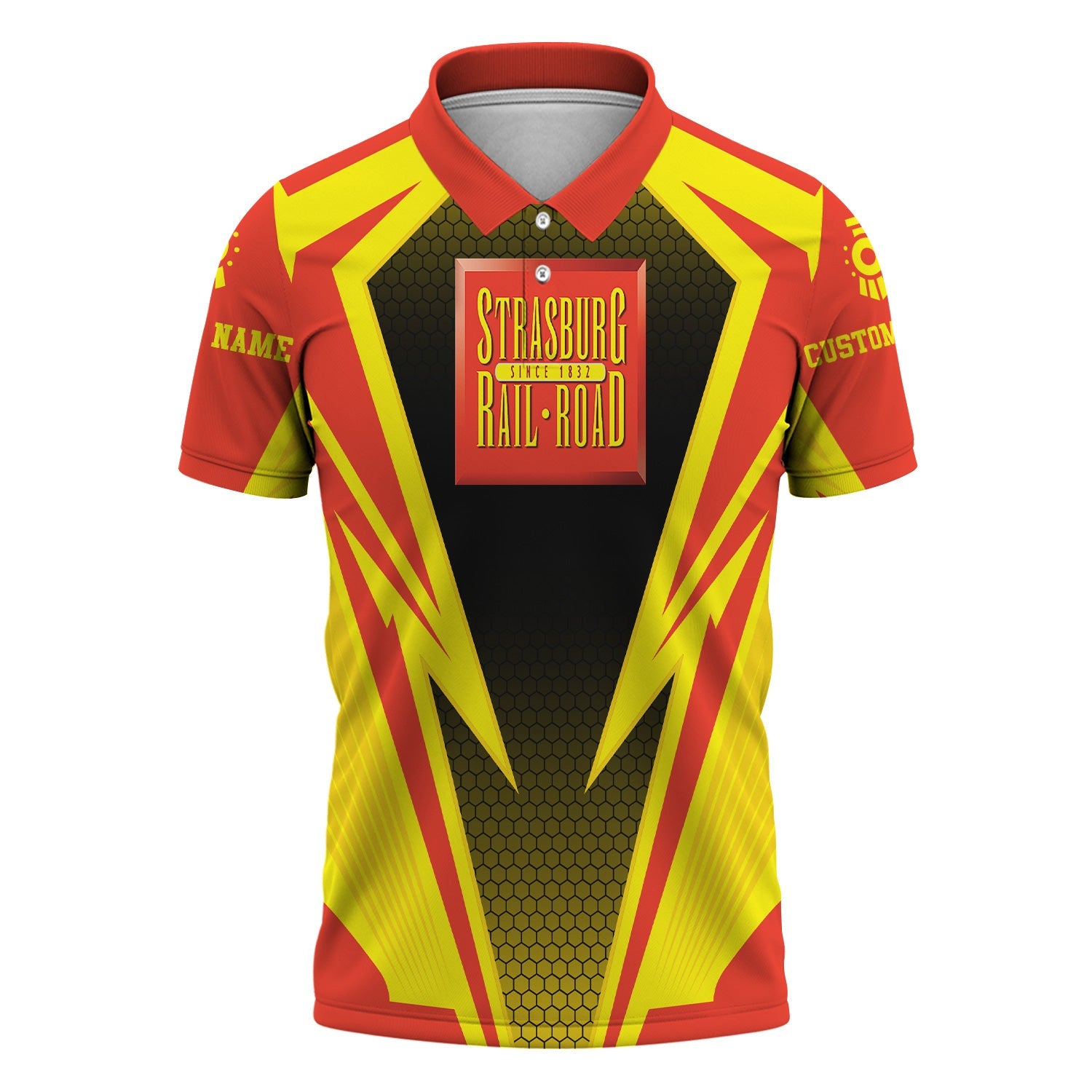 Railspirit Personalized Strasburg Railroad Polo Shirt Lightning Graphic Style Shirt Gift Idea For Train Lover