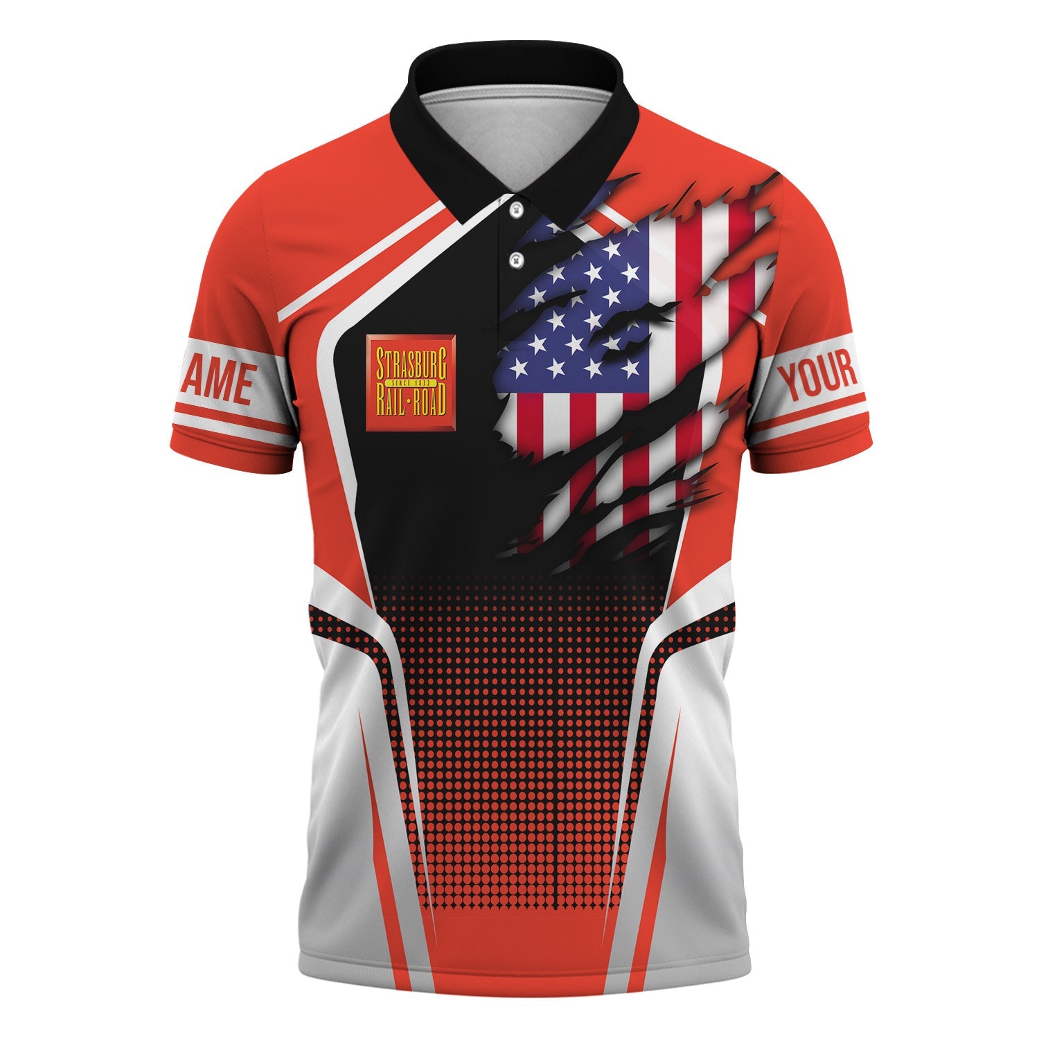 Railspirit Personalized Strasburg Railroad Polo Shirt American Eagle Vintage Train Shirt