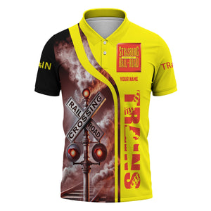 Railspirit Personalized Strasburg Railroad Polo Shirt Crossing Railroad Sign American Locomotive Train Shirt All Over Print