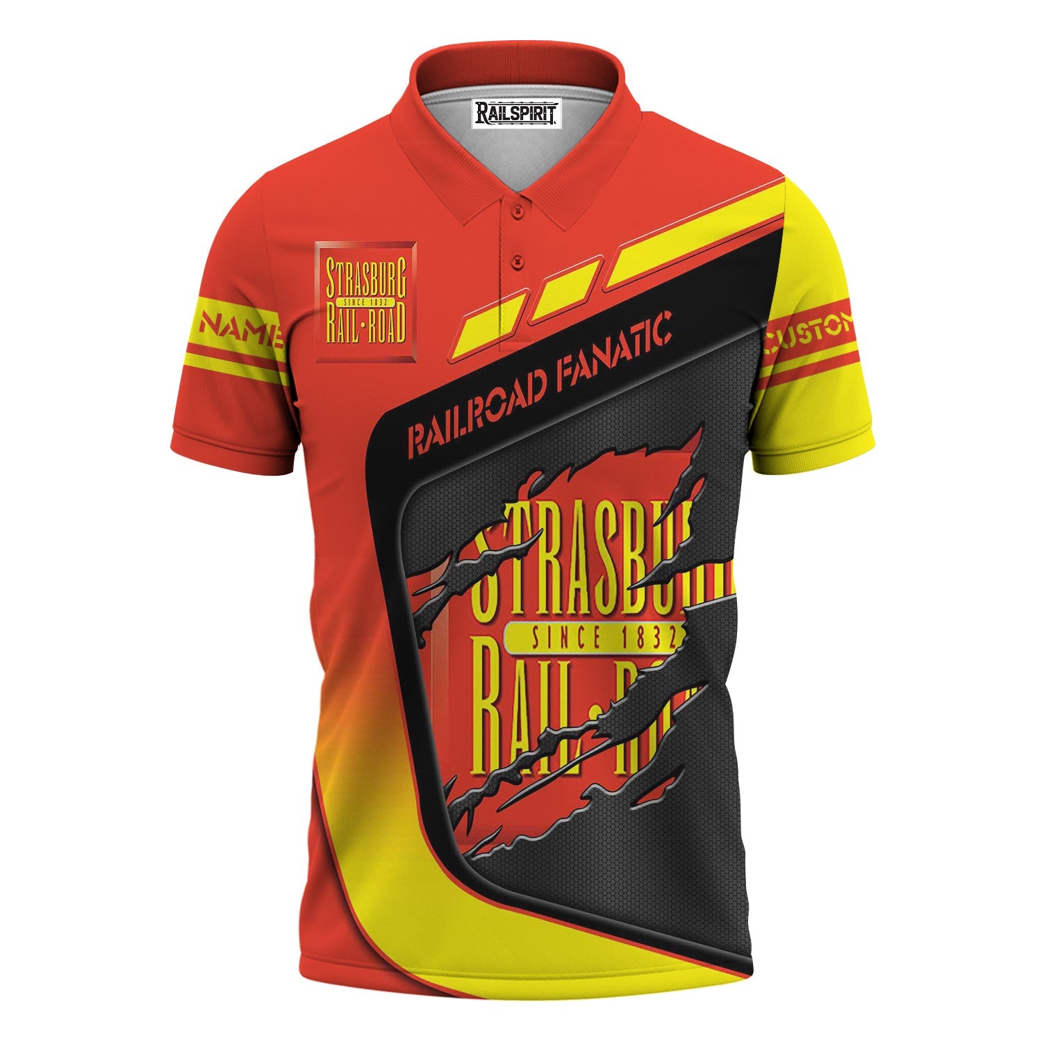 Railspirit Personalized Strasburg Railroad Polo Shirt Ripped Texture Style Train Shirt For Railroad Fanatic