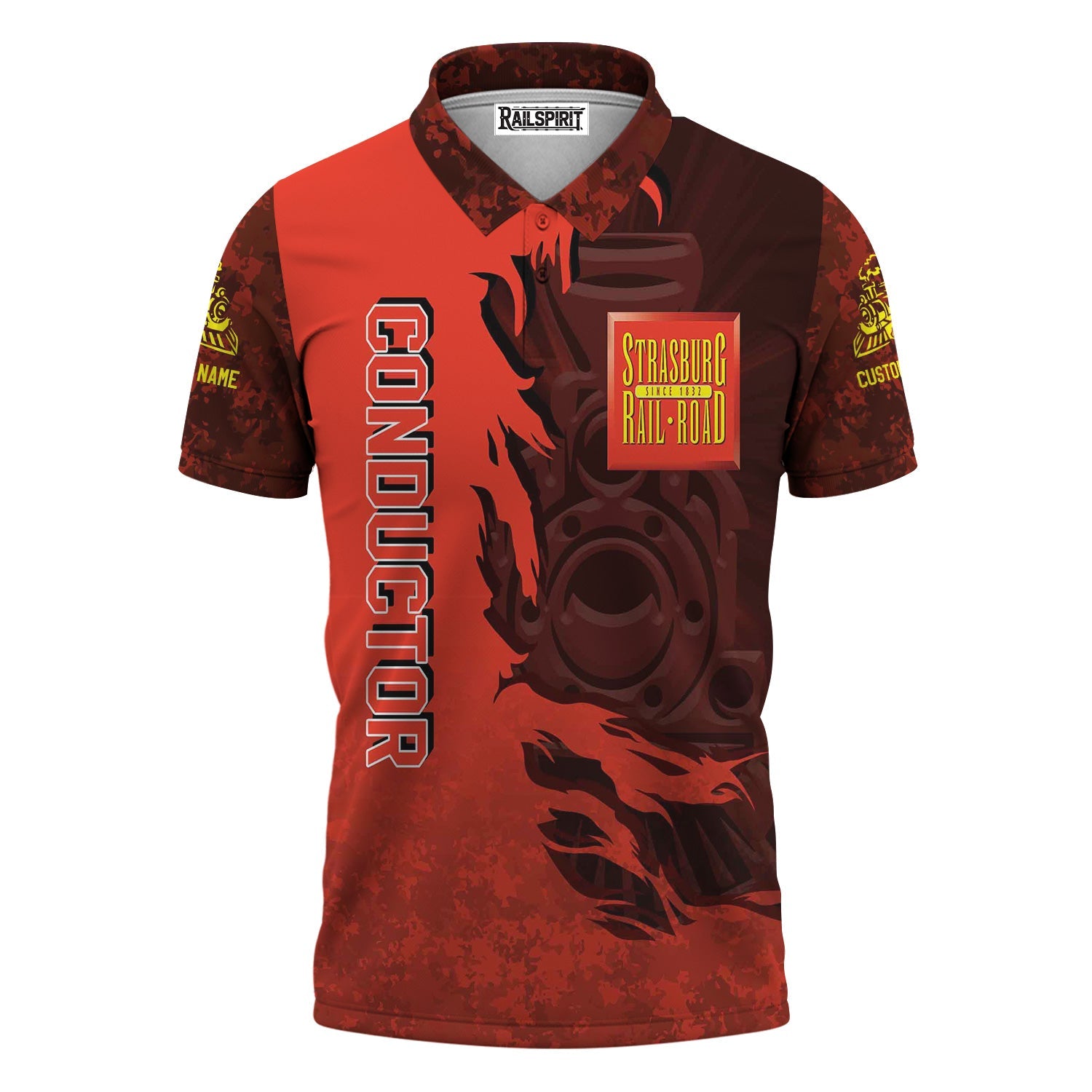 Railspirit Personalized Strasburg Railroad Polo Shirt Blazing Style with Custom Position Train Shirt