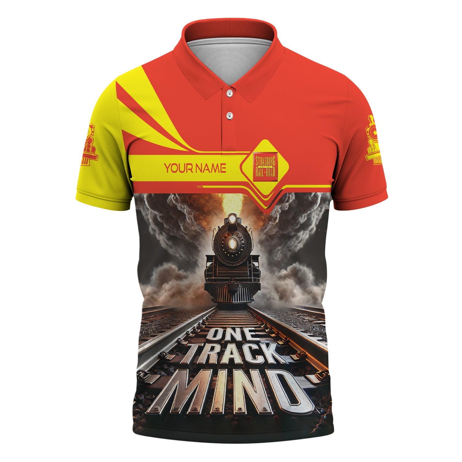 Railspirit Personalized Strasburg Railroad Polo Shirt One Track Mind Train Printed Shirt