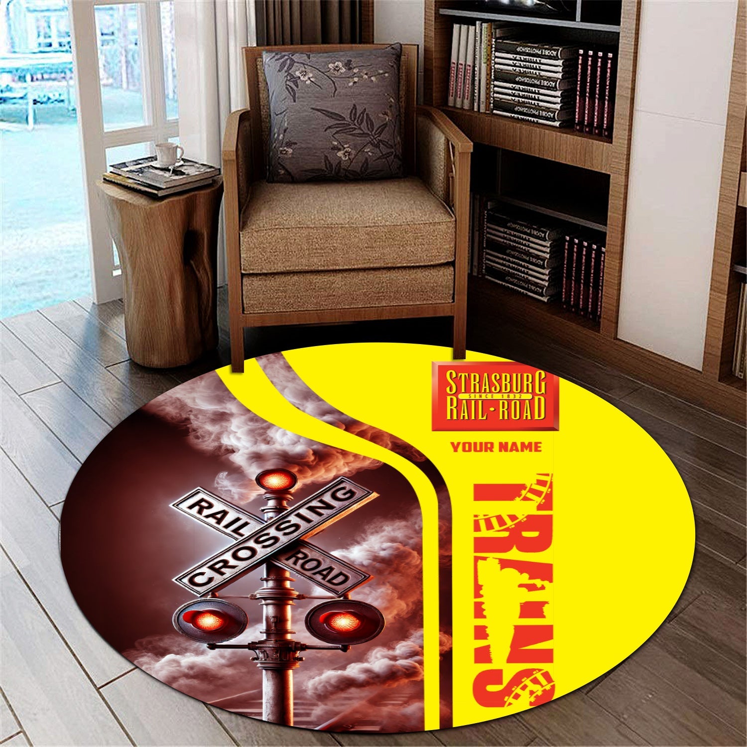 Railspirit Personalized Strasburg Railroad Round Mat Railroad Crossing Sign Mat All Over Print