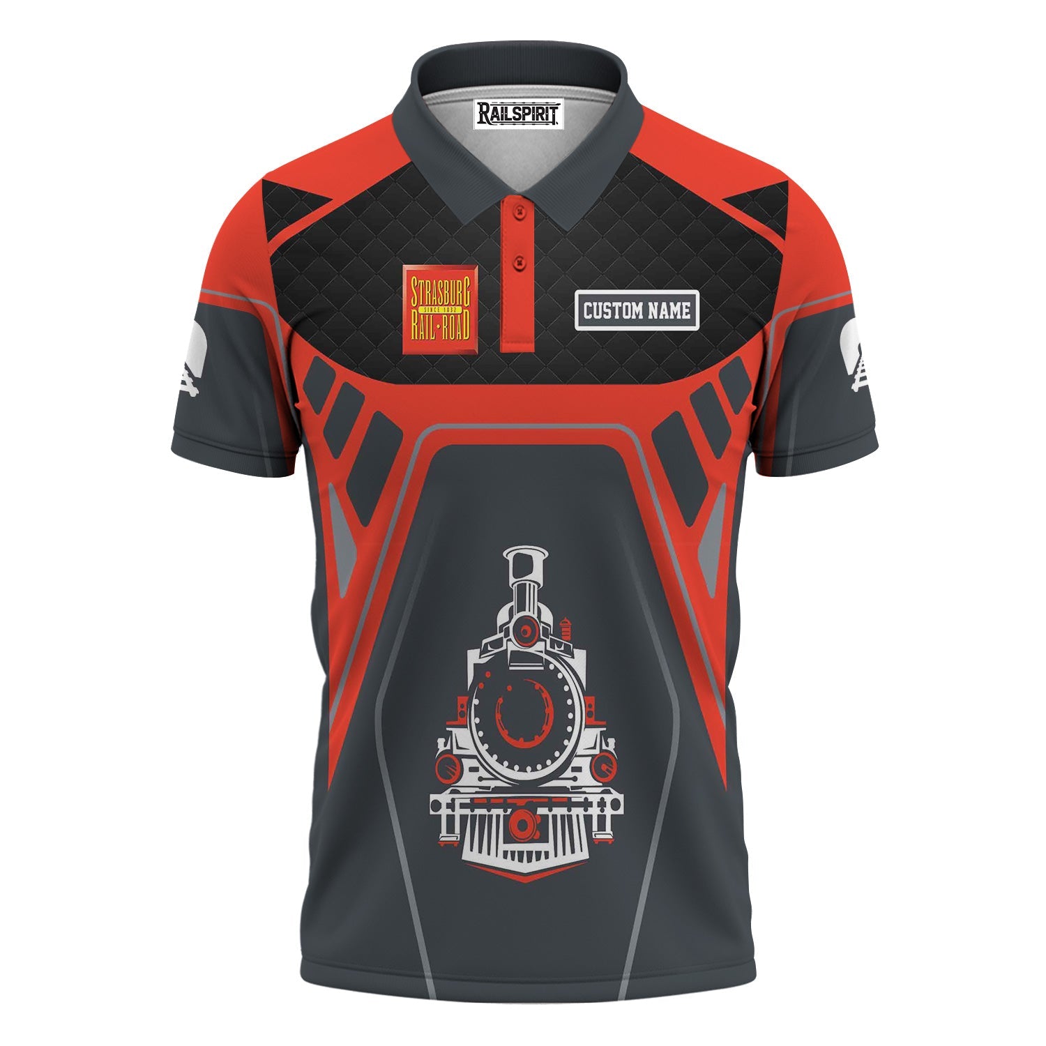 Railspirit Personalized Strasburg Railroad Polo Shirt Steam Locomotive Engine Graphic Train Shirt All Over Print