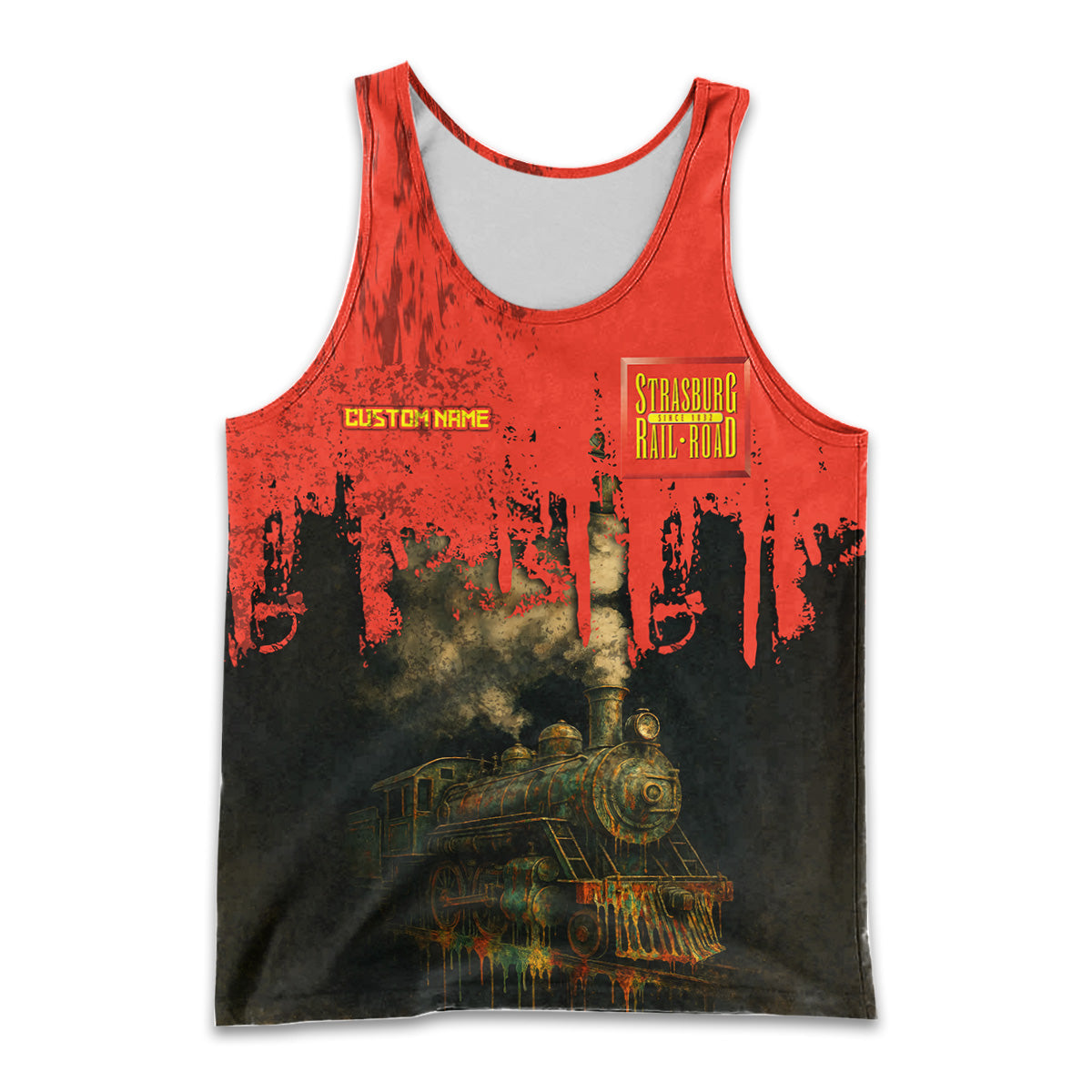 Railspirit Personalized Strasburg Railroad Men Tank Top Vintage Train Art Style Shirt For Locomotive Fans
