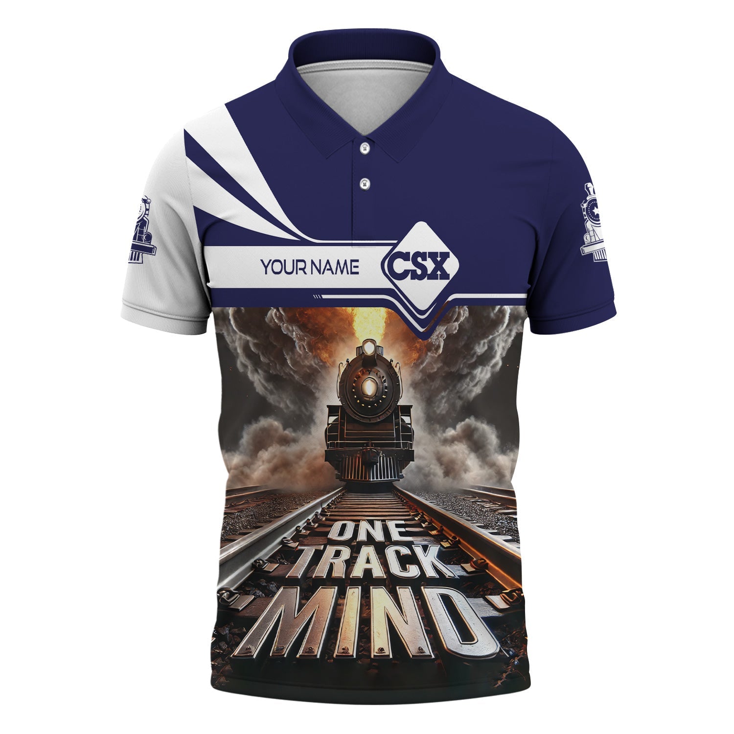 Railspirit Personalized CSX Transportation Railroad Polo Shirt One Track Mind Train Printed Shirt