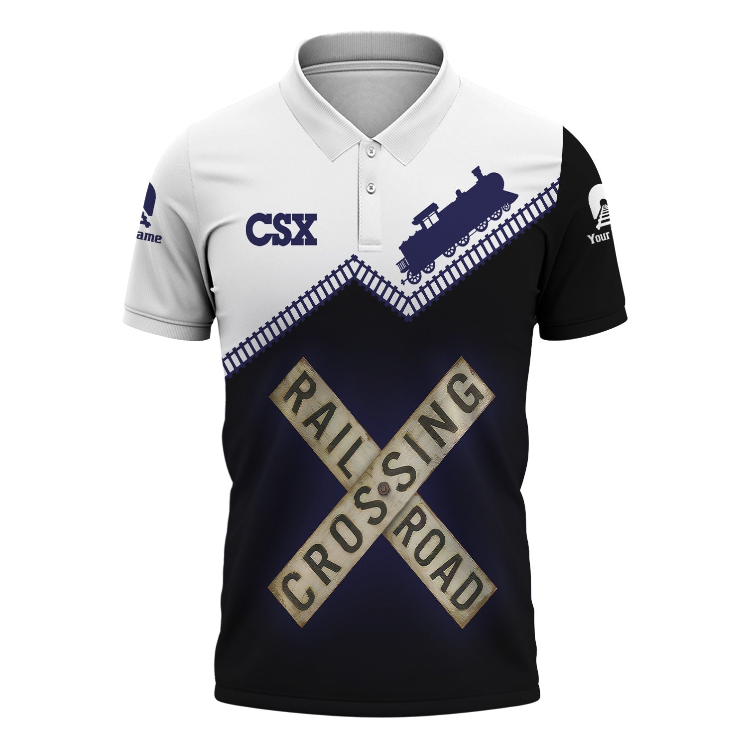 Railspirit Personalized CSX Transportation Railroad Polo Shirt Railroad Crossing Printed Train Track Shirt