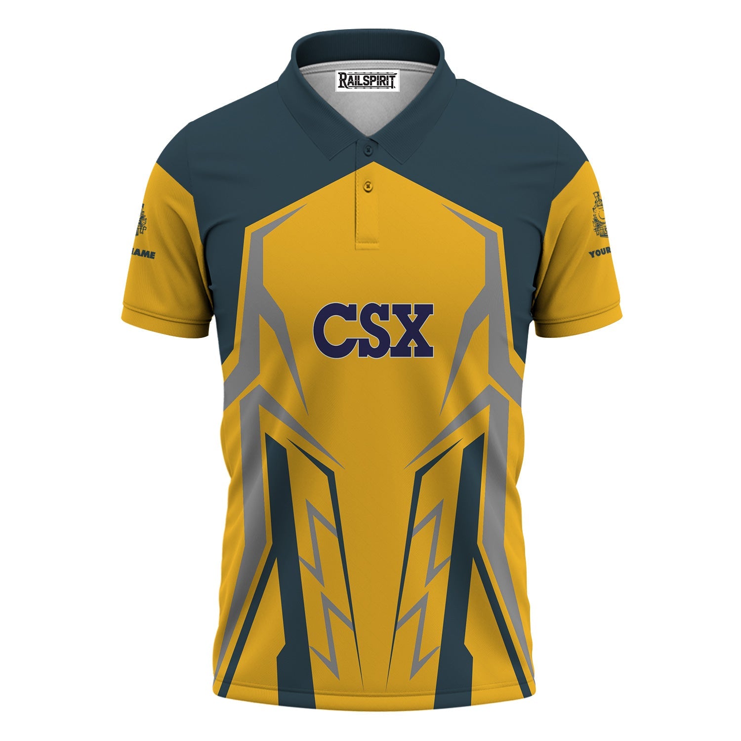 Railspirit Personalized CSX Transportation Railroad Polo Shirt Futuristic Design with Custom Job Train Shirt
