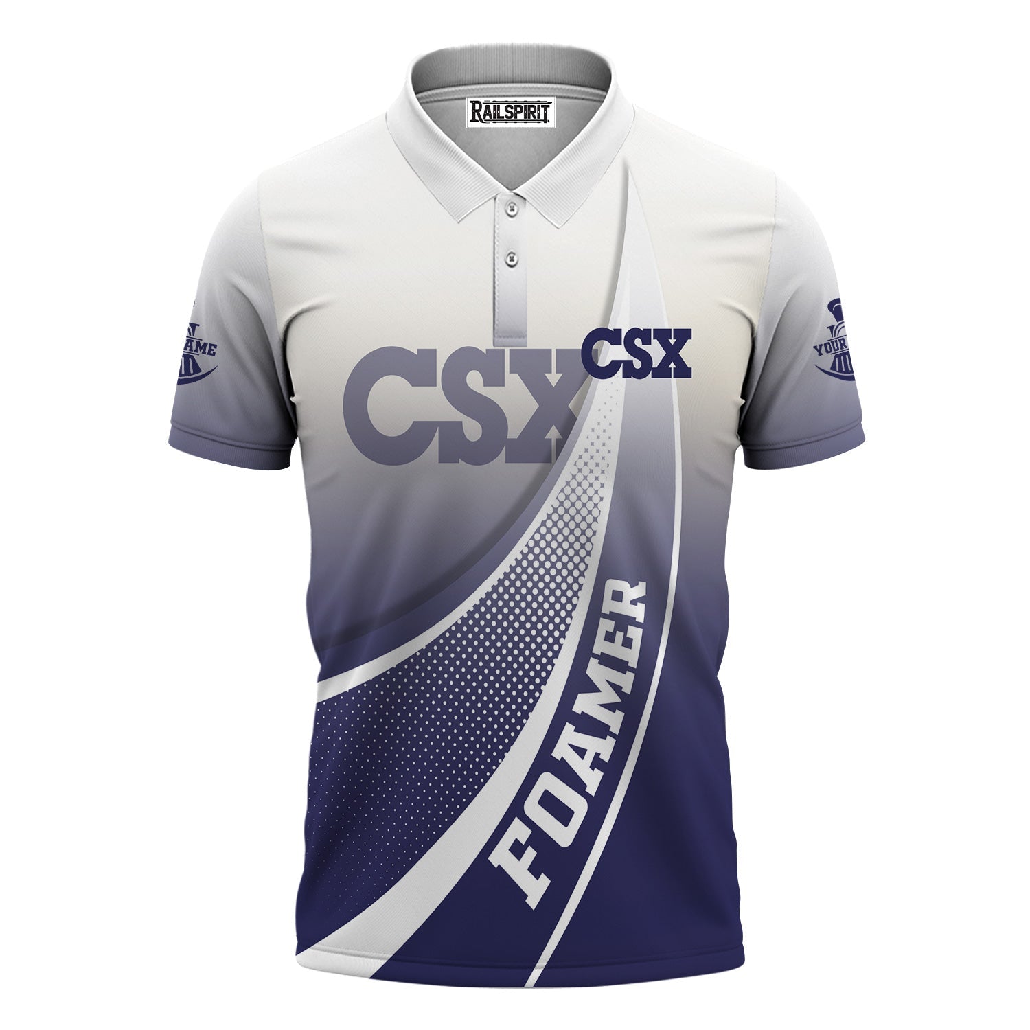 Railspirit Personalized CSX Transportation Railroad Polo Shirt Railway-Themed Style Shirt Gift Idea For Trainspotter