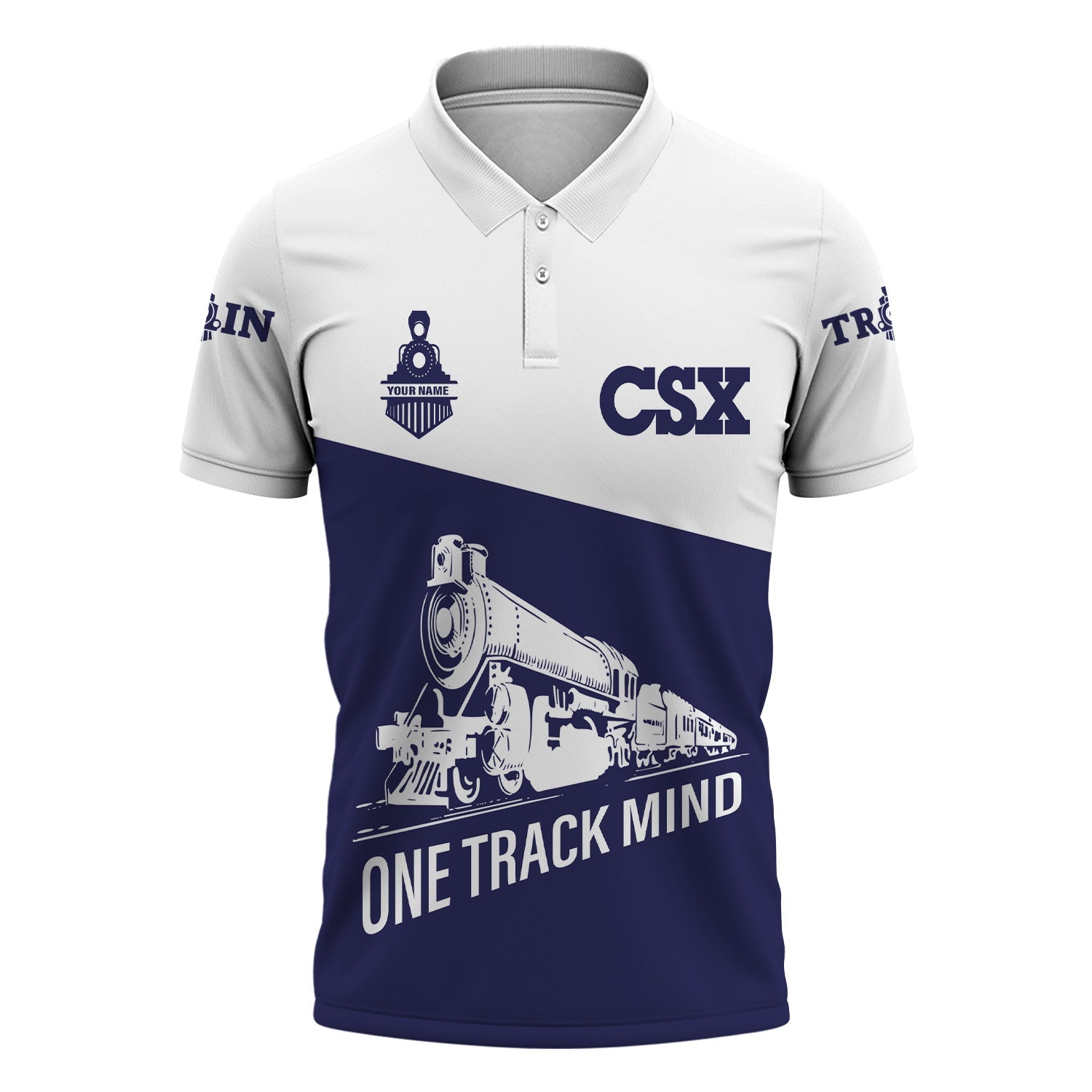Railspirit Personalized CSX Transportation Railroad Polo Shirt One Track Mind Unisex Train Shirt Gift Idea For Train Lover