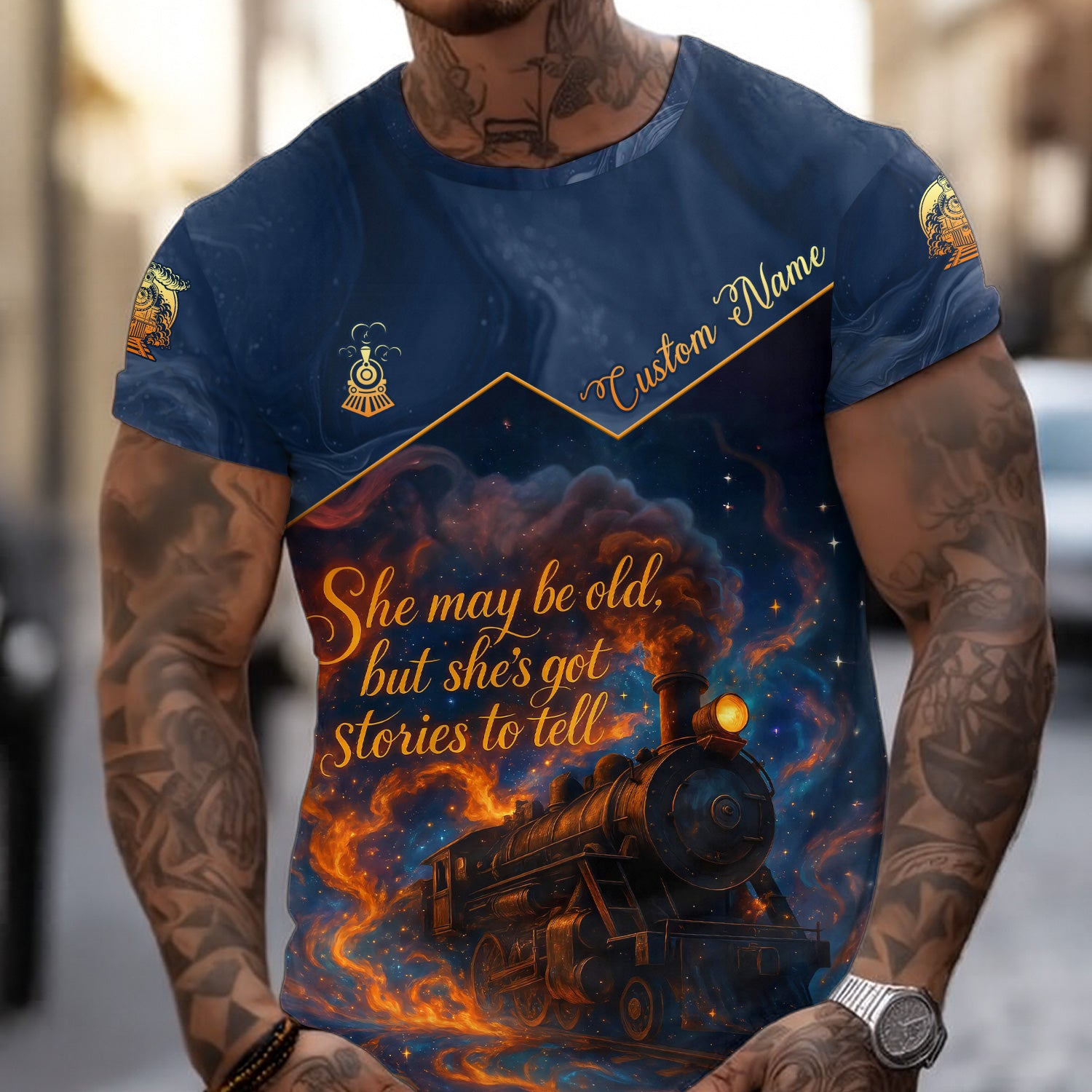 Custom Name Steam Train T-shirt, She May Be Old But She Got Stories To Tell, Train Lover Gift