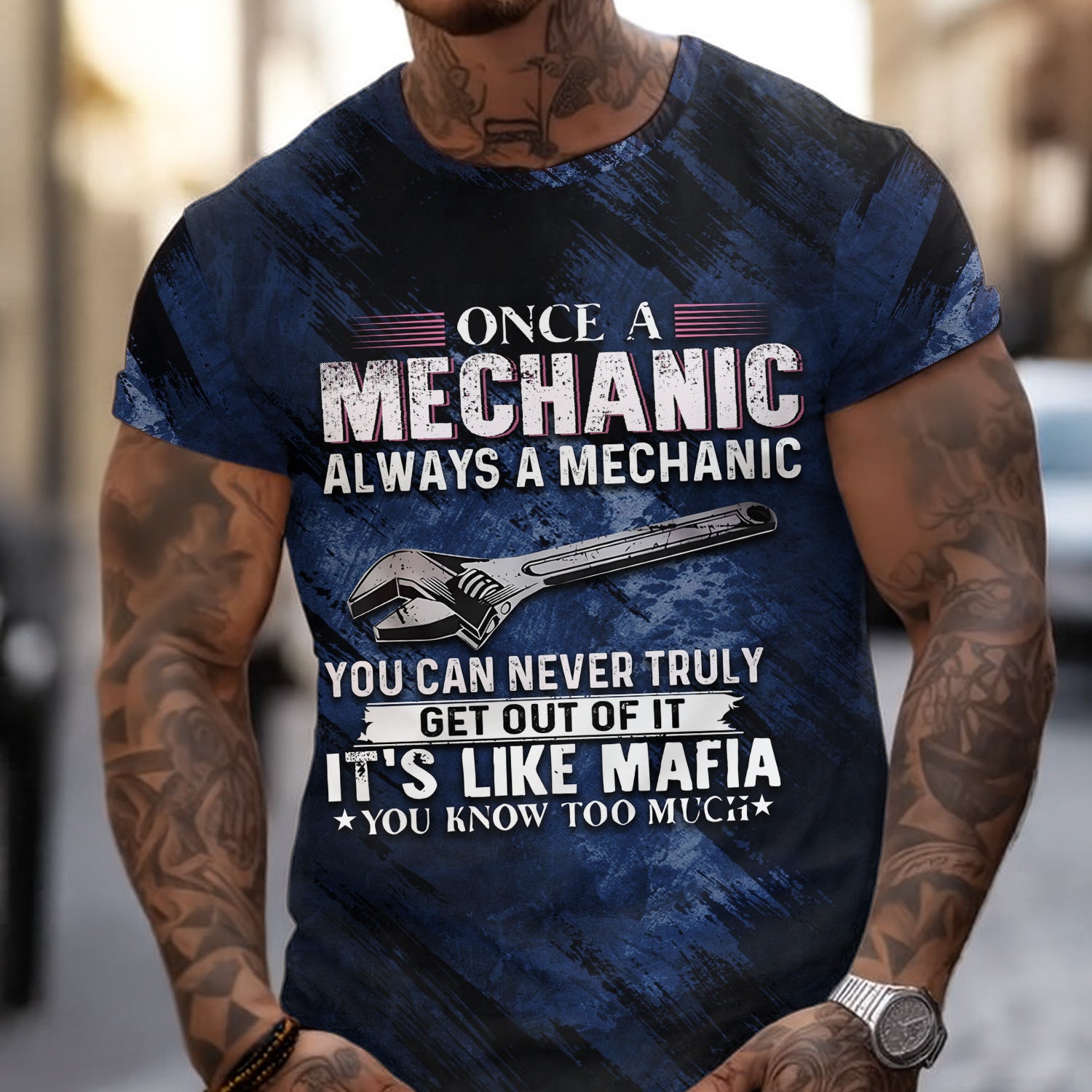 Once A Mechanic Always A Mechanic Shirt Funny Printed Vintage Mechanic Unisex T Shirt with Color Options
