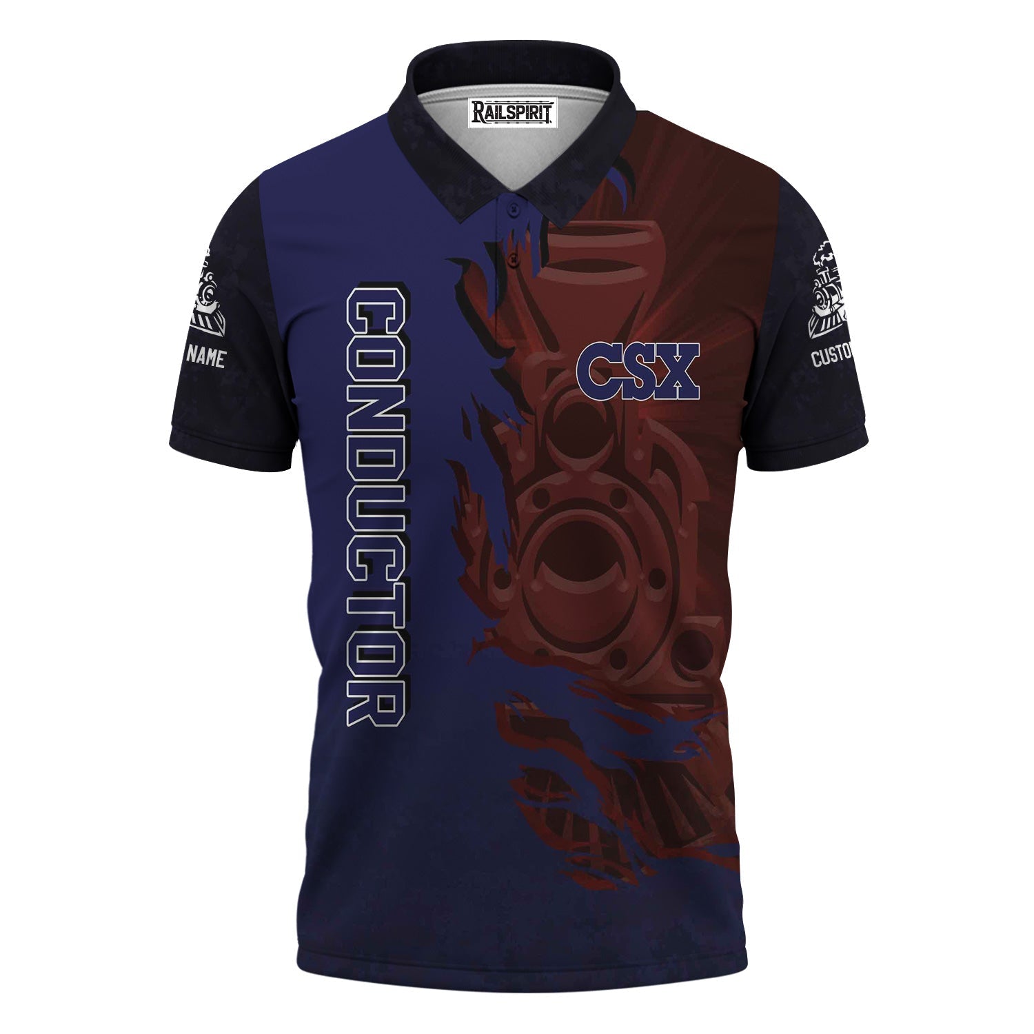 Railspirit Personalized CSX Transportation Railroad Polo Shirt Blazing Style with Custom Position Train Shirt