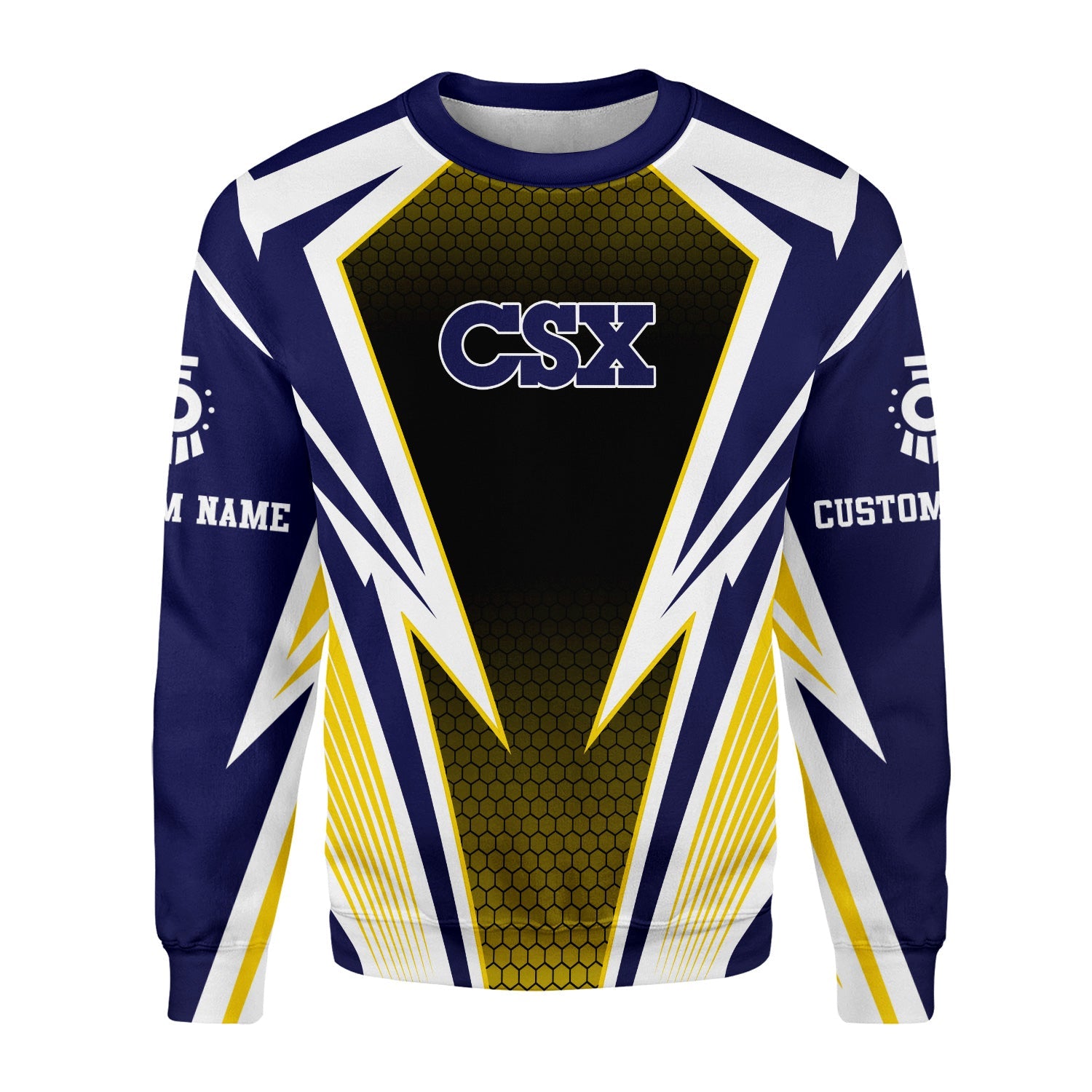 Railspirit Personalized CSX Transportation Railroad Sweatshirt Lightning Graphic Style Shirt Gift Idea For Train Lover