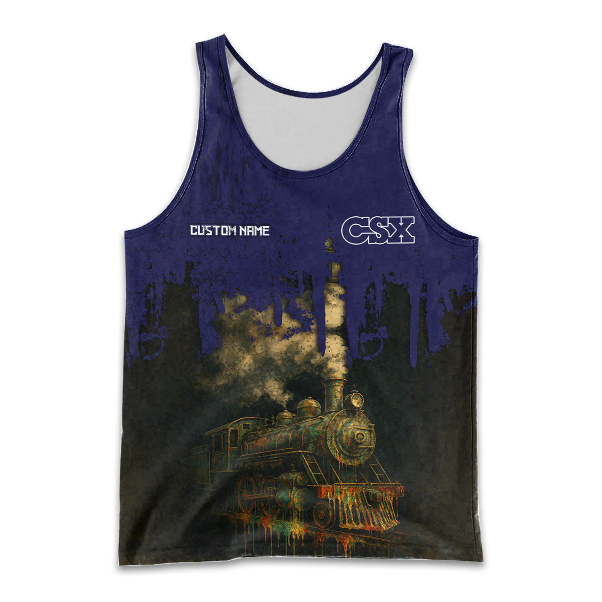 Railspirit Personalized CSX Transportation Railroad Men Tank Top Vintage Train Art Style Shirt For Locomotive Fans