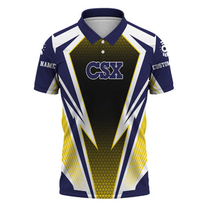 Railspirit Personalized CSX Transportation Railroad Polo Shirt Lightning Graphic Style Shirt Gift Idea For Train Lover