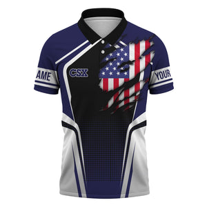 Railspirit Personalized CSX Transportation Railroad Polo Shirt American Eagle Vintage Train Shirt