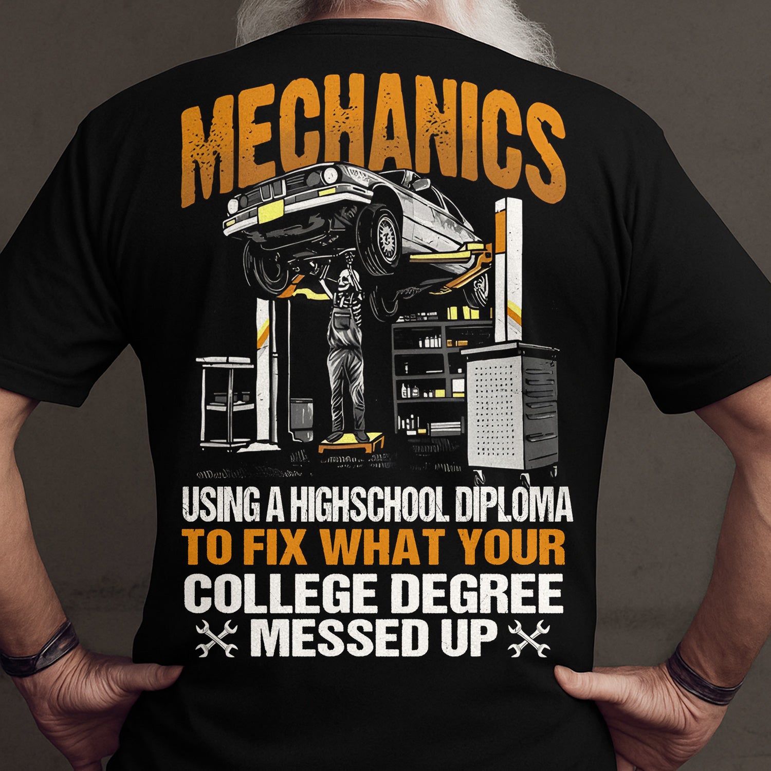 Mechanic High School Diploma T-Shirt,Using a High School Diploma to Fix What Your College Degree Messed Up, Funny Mechanic Gift, Polo For Men