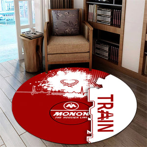 Railspirit Monon Railroad Round Mat Engine Heartbeat and Track Love Style Mat Gift Idea For Train Lovers