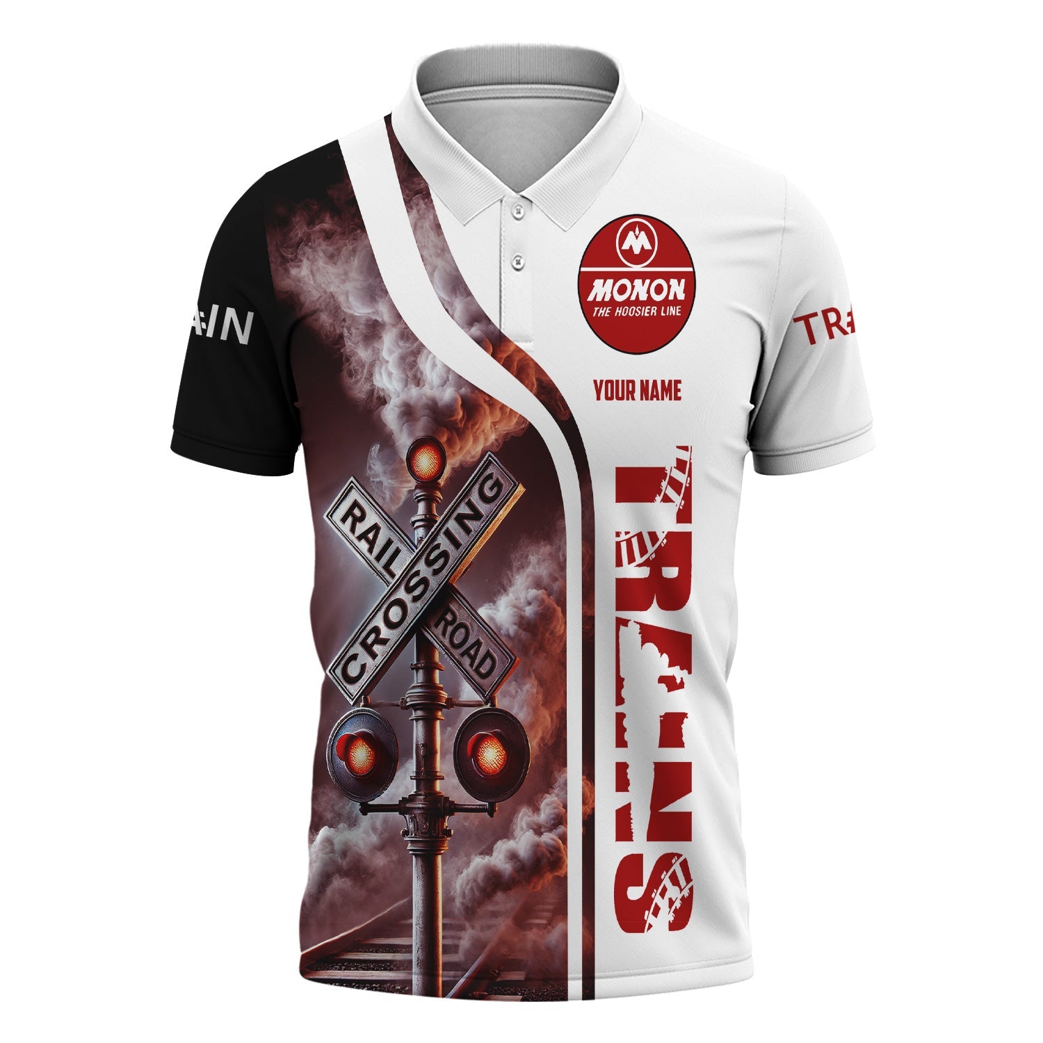 Railspirit Personalized Monon Railroad Polo Shirt Crossing Railroad Sign American Locomotive Train Shirt All Over Print