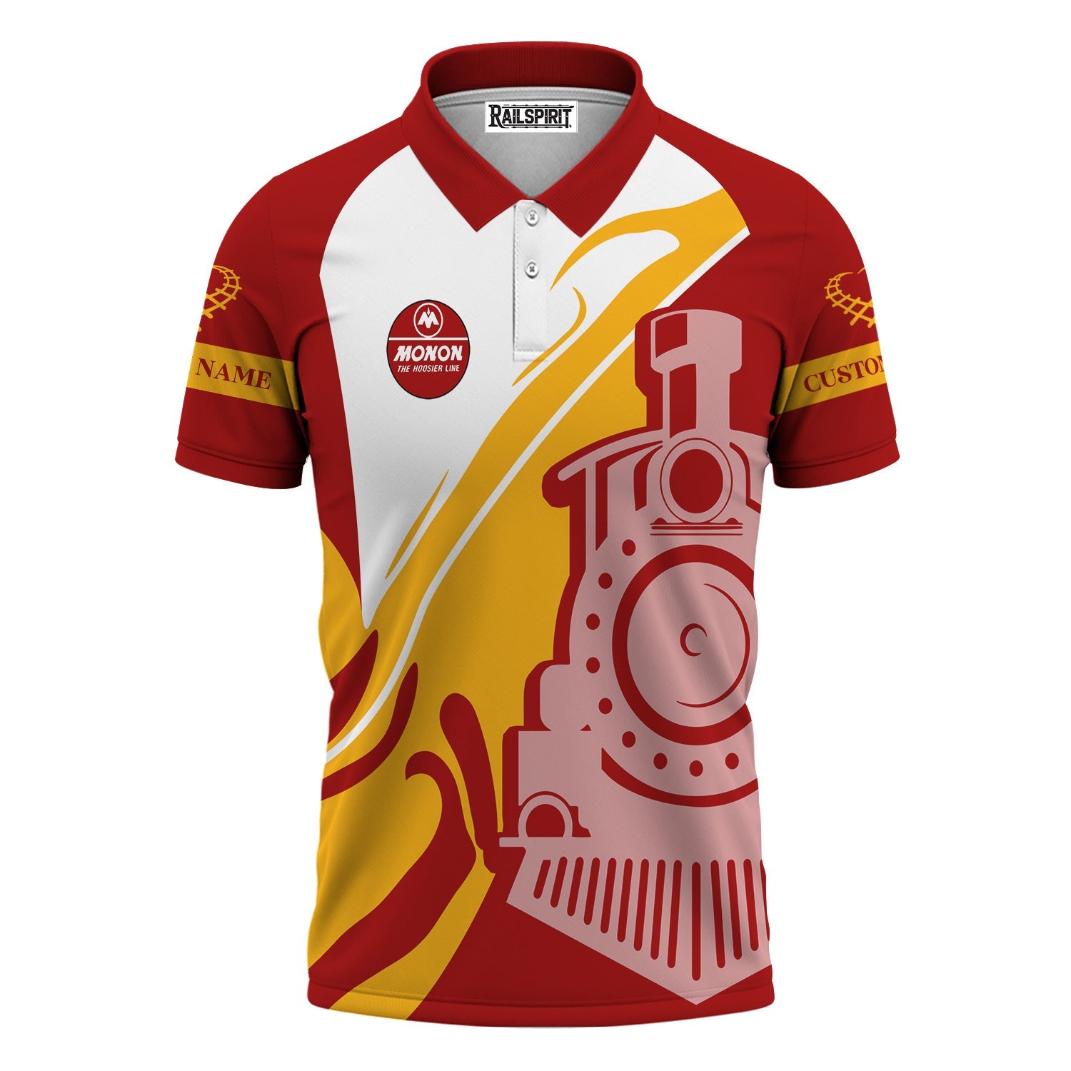 Railspirit Personalized Monon Railroad Polo Shirt Flame-Inspired Style Shirt Gift Idea For Train Lovers