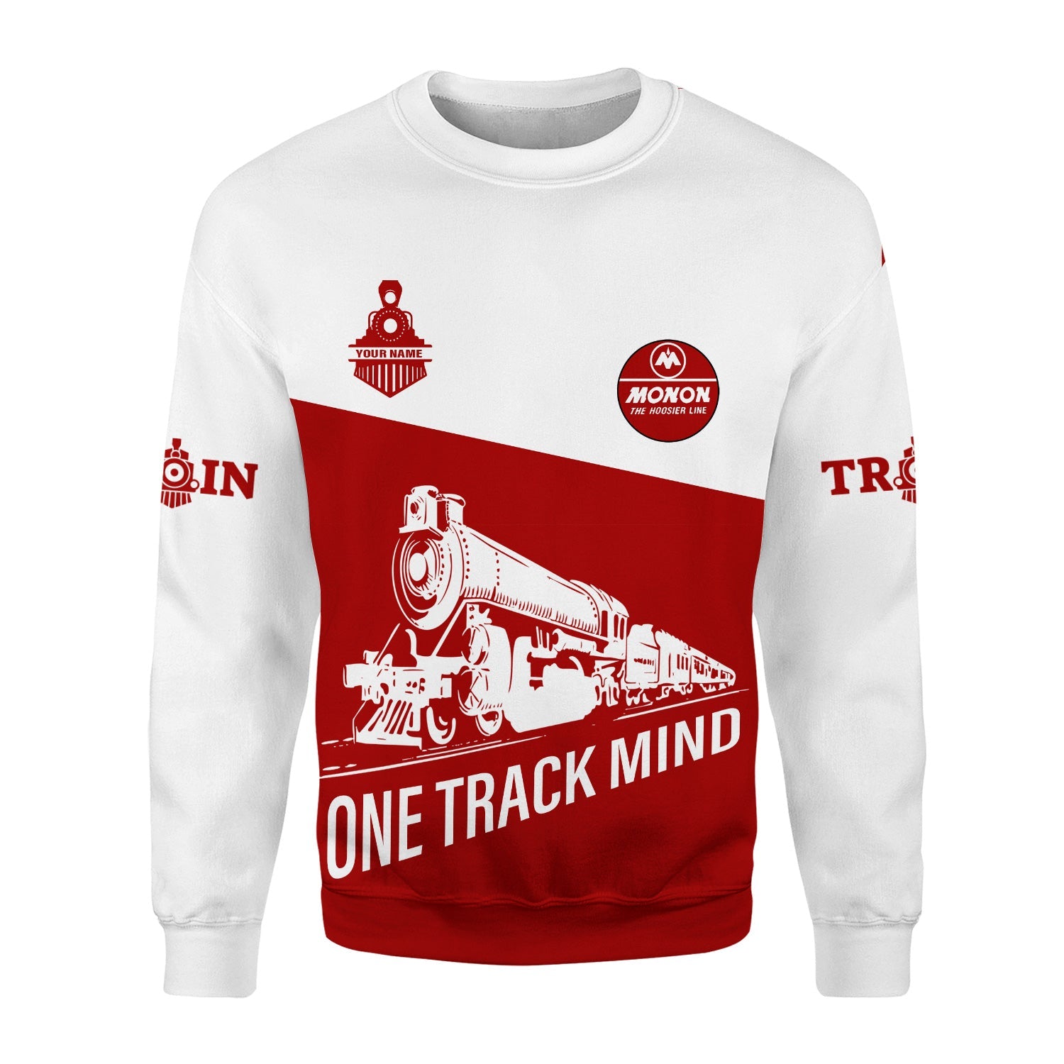 Railspirit Personalized Monon Railroad Sweatshirt One Track Mind Train Sweater Gift Idea For Train Lover