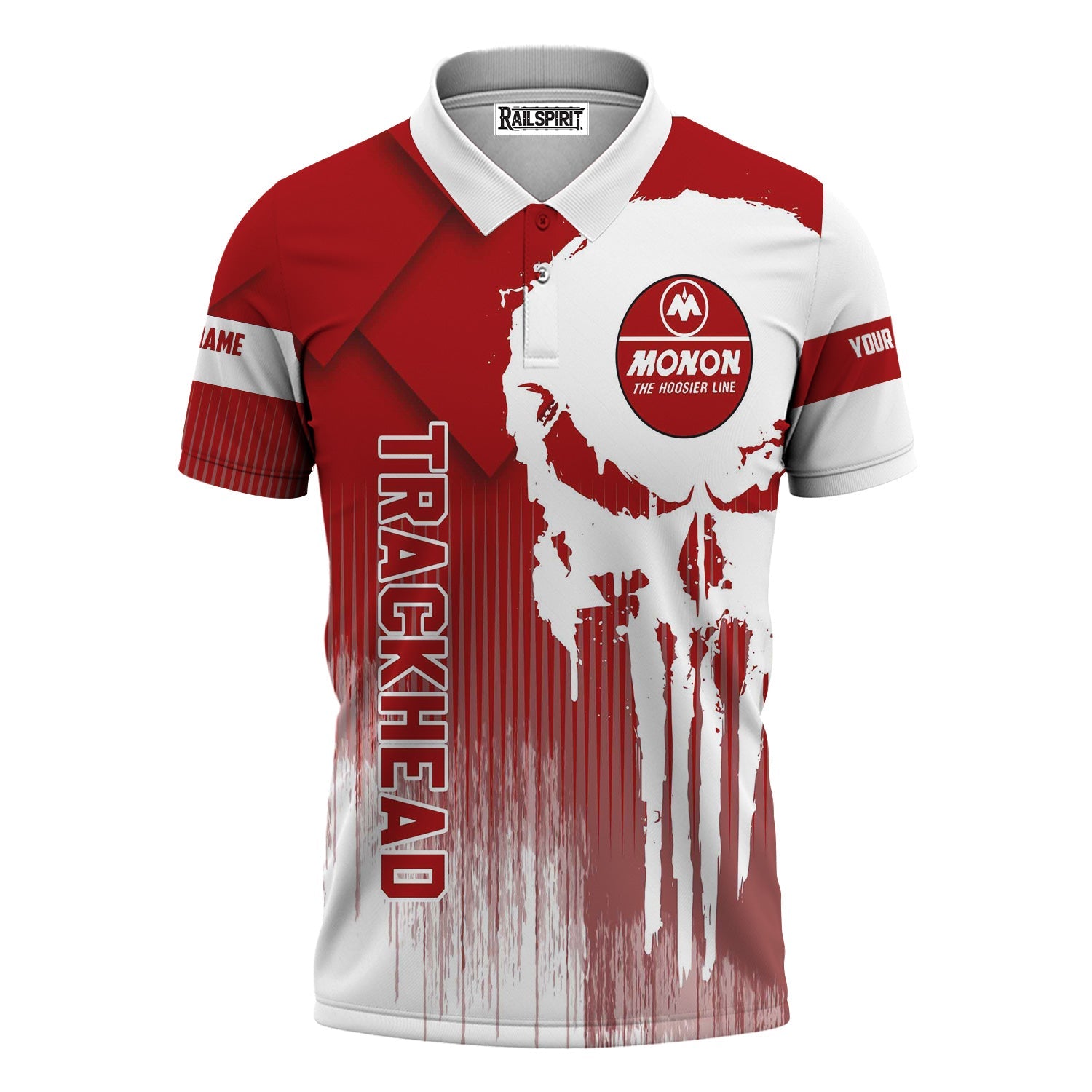Railspirit Personalized Monon Railroad Polo Shirt Skull Design with Custom Job Train Shirt for Trackhead Crew