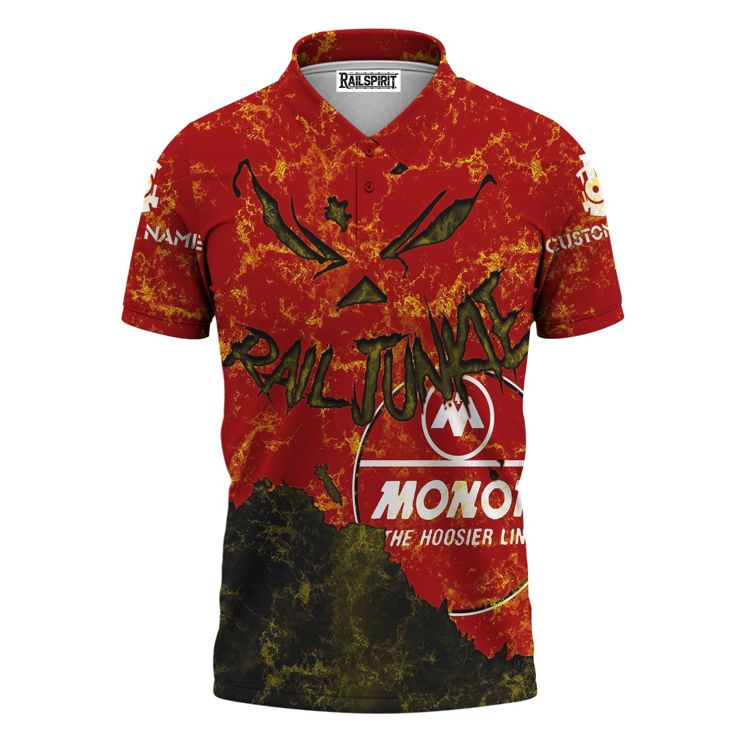 Railspirit Personalized Monon Railroad Polo Shirt Torn Graphic Style Train Shirt For Rail Junkie
