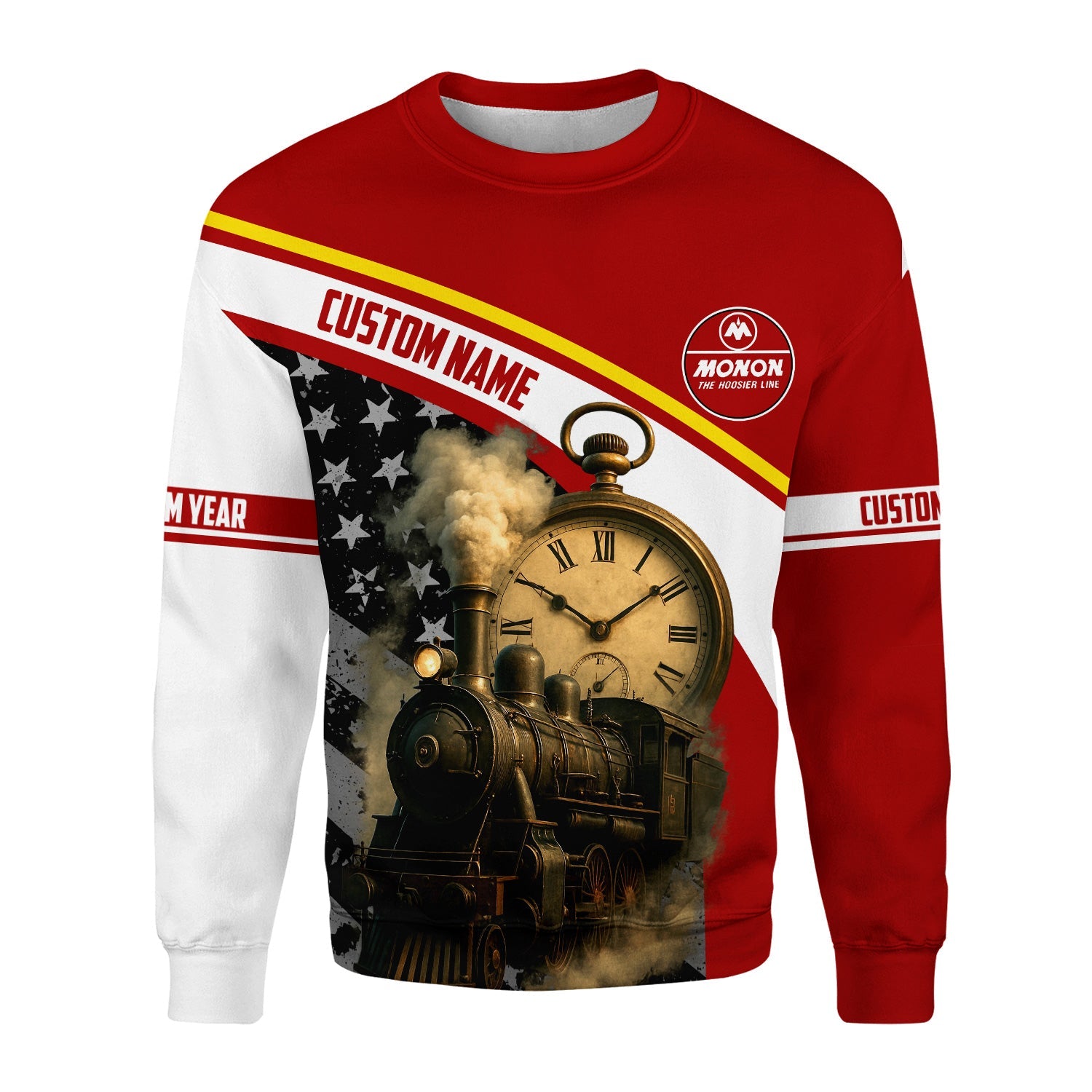 Railspirit Personalized Monon Railroad Sweatshirt Classic Steam Engine With Retro Pocket Watch Shirt All Over Print