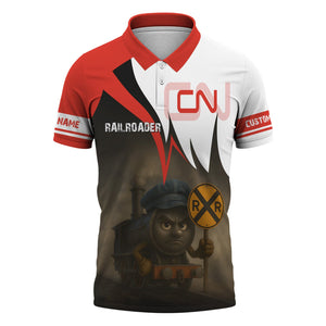 Railspirit Personalized Canadian National Railroad Polo Shirt Angry Train Polo Shirt Gift Idea For Train Lover