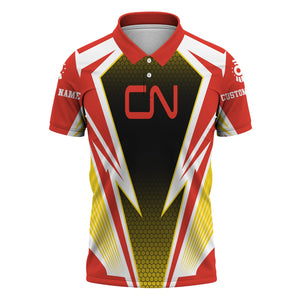 Railspirit Personalized Canadian National Railroad Polo Shirt Lightning Graphic Style Shirt Gift Idea For Train Lover