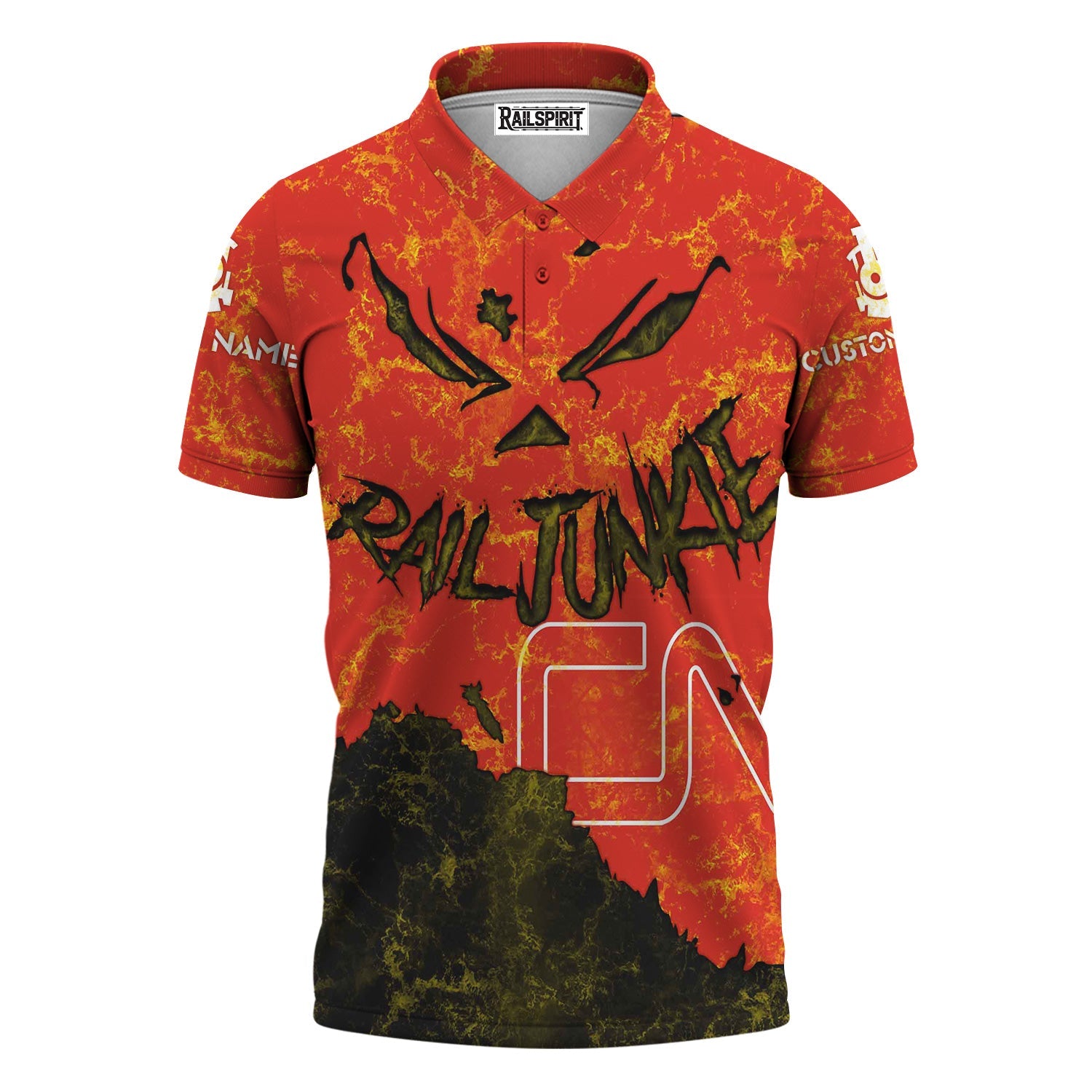 Railspirit Personalized Canadian National Railroad Polo Shirt Torn Graphic Style Train Shirt For Rail Junkie