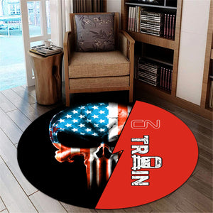Railspirit Canadian National Railroad Round Mat Train Skull American Flag Style Rug All Over Print