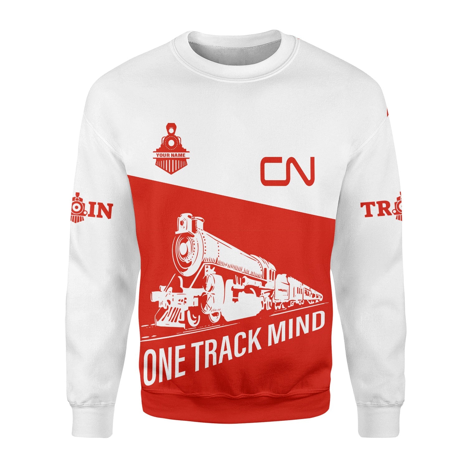 Railspirit Personalized Canadian National Railroad Sweatshirt One Track Mind Train Sweater Gift Idea For Train Lover