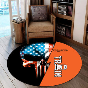 Railspirit Wheeling And Lake Erie Railroad Round Mat Train Skull American Flag Style Rug All Over Print