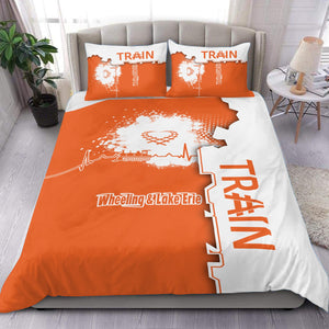 Railspirit Wheeling And Lake Erie Railroad Bedding Set Engine Heartbeat and Track Love Style Bedding Set Gift Idea For Train Lovers