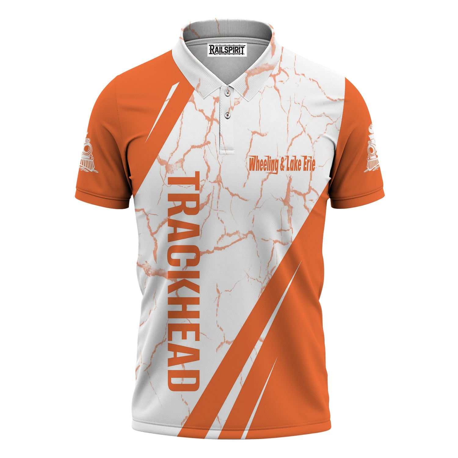Railspirit Personalized Wheeling And Lake Erie Railroad Polo Shirt Crackle Texture Style Train Shirt For Trackhead