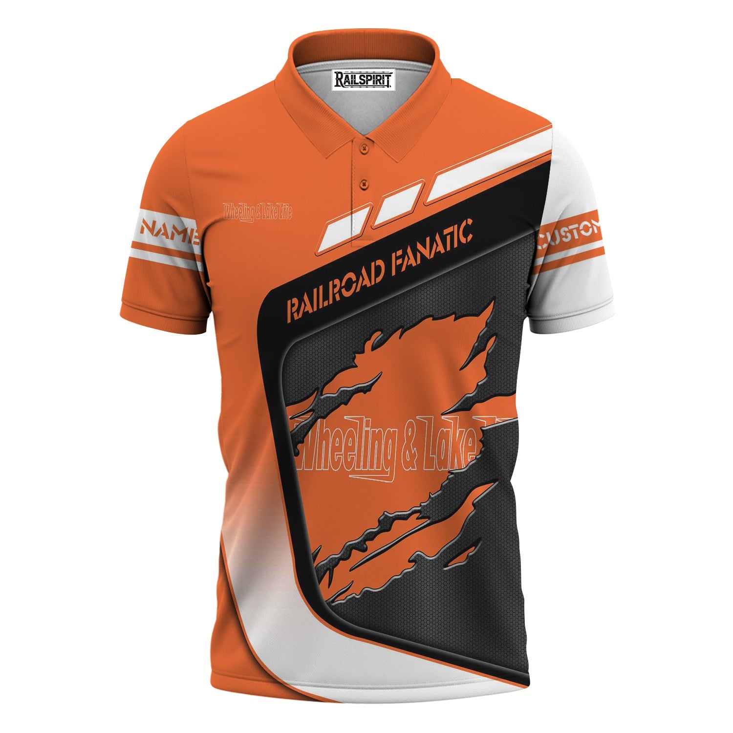 Railspirit Personalized Wheeling And Lake Erie Railroad Polo Shirt Ripped Texture Style Train Shirt For Railroad Fanatic