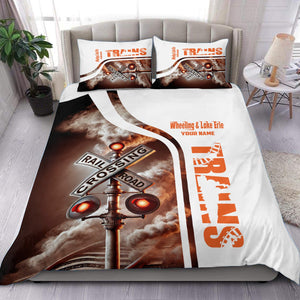 Railspirit Personalized Wheeling And Lake Erie Railroad Bedding Set Railroad Crossing Sign Bedding Set All Over Print