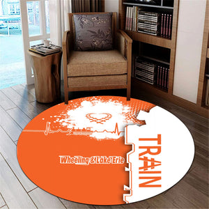 Railspirit Wheeling And Lake Erie Railroad Round Mat Engine Heartbeat and Track Love Style Mat Gift Idea For Train Lovers