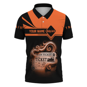 Railspirit Custom Name Wheeling And Lake Erie Railroad Polo Shirt American Train Ticket Printed Shirt
